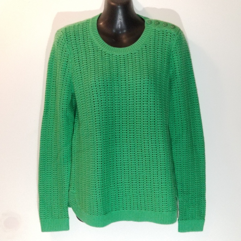 Talbots Petite sweater Kelly Green Nylon Lambswool